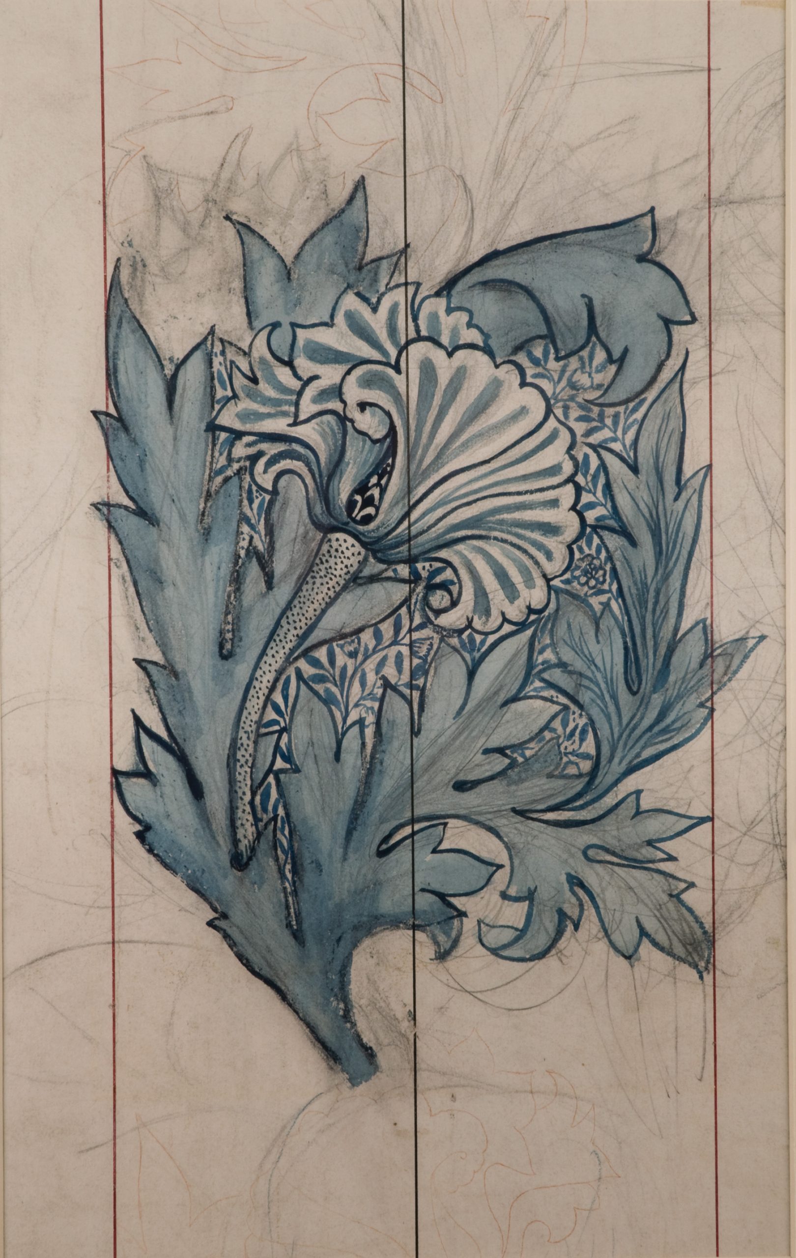 JH Dearle, William Morris, William De Morgan, Design for Tulip printed cotton